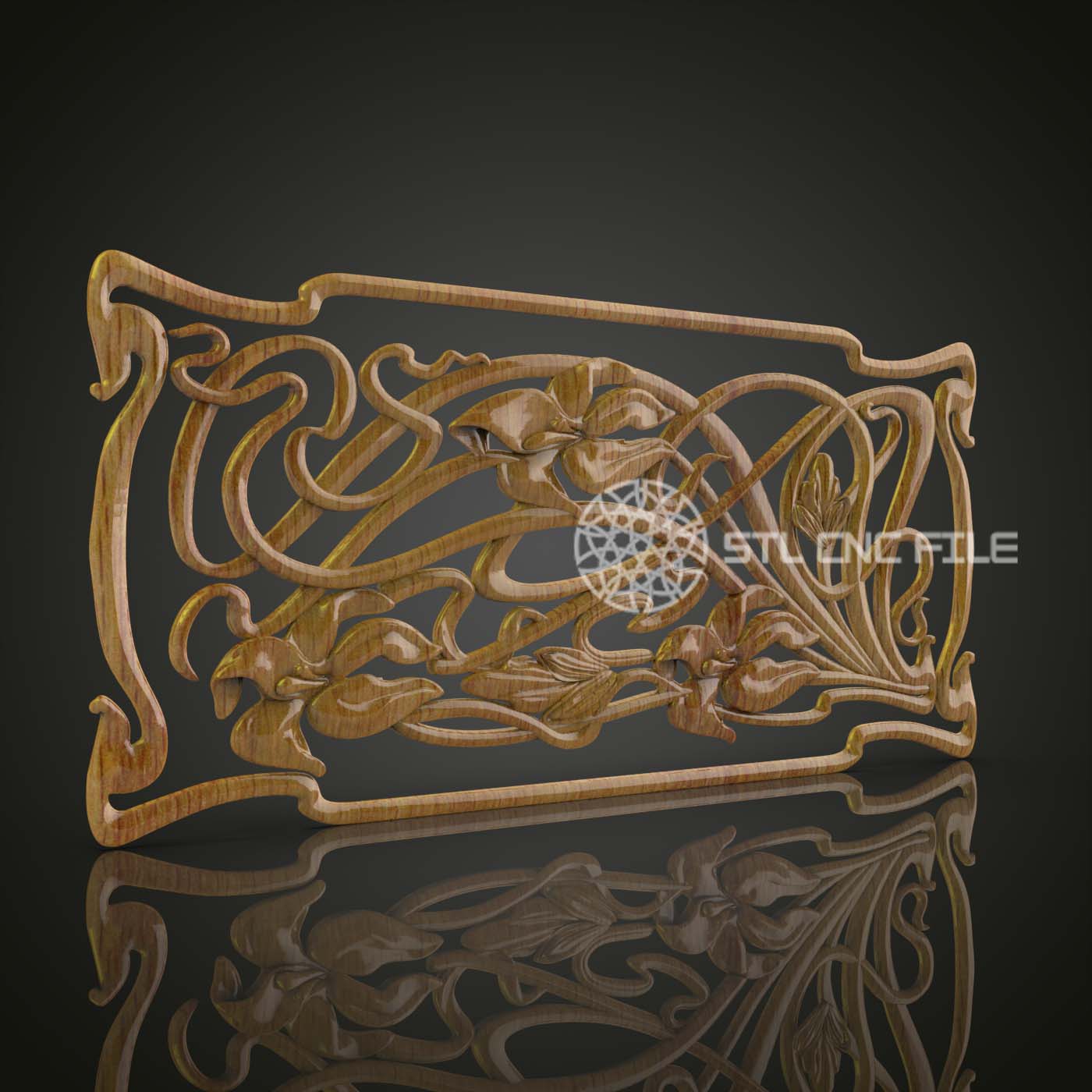 Art Nouveau Floral Relief STL - Elegant CNC Carving File