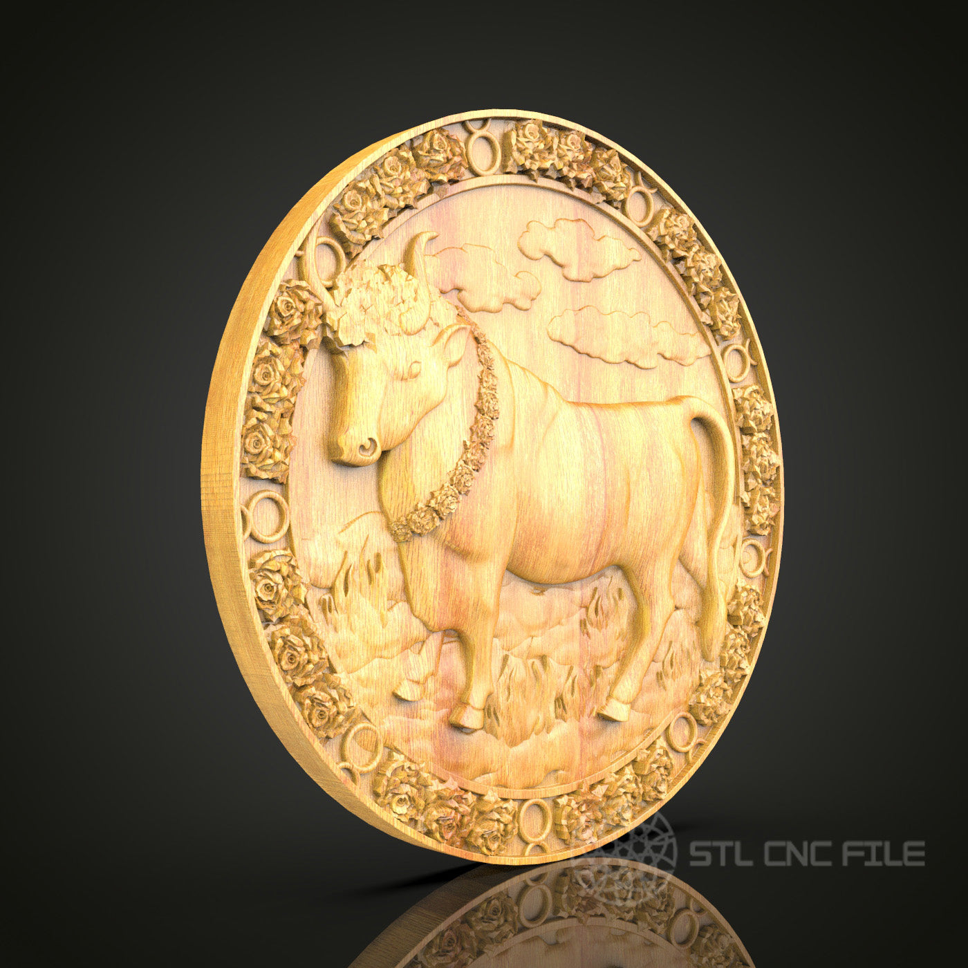 Taurus Zodiac Wood Carving - CNC Engraved Bull Wall Art, Astrological Decor, Elegant Home Decor