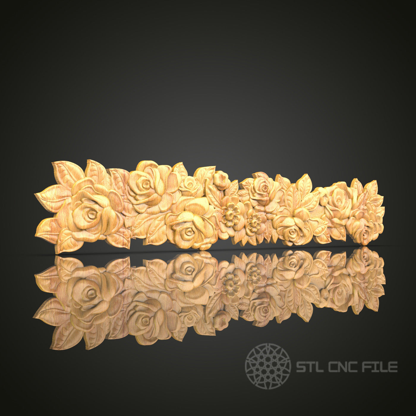 Rose Garland STL Model for CNC Routers – Delicate Floral Trim for Home Decor