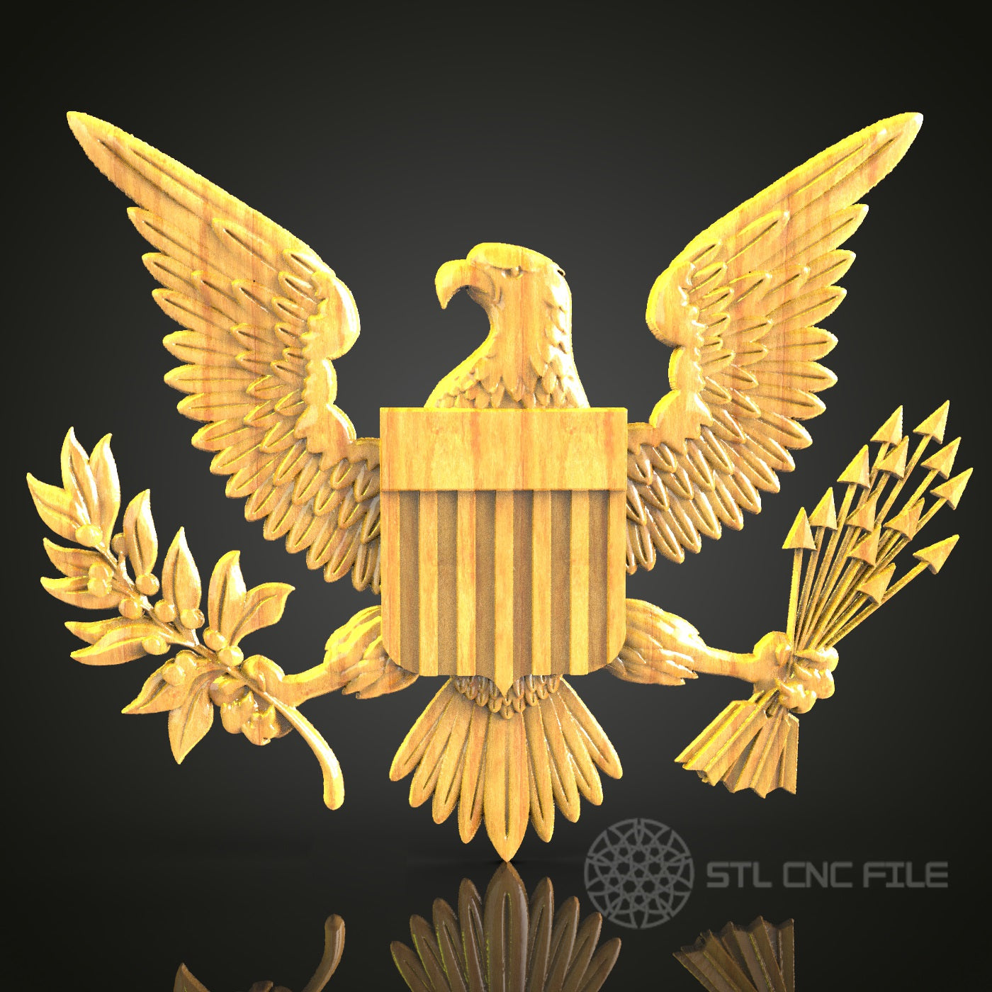 American Eagle Emblem STL Model, Patriotic CNC Carving Files, Artcam & Aspire Wood Engraving, Military Wall Decor, National Symbol Art