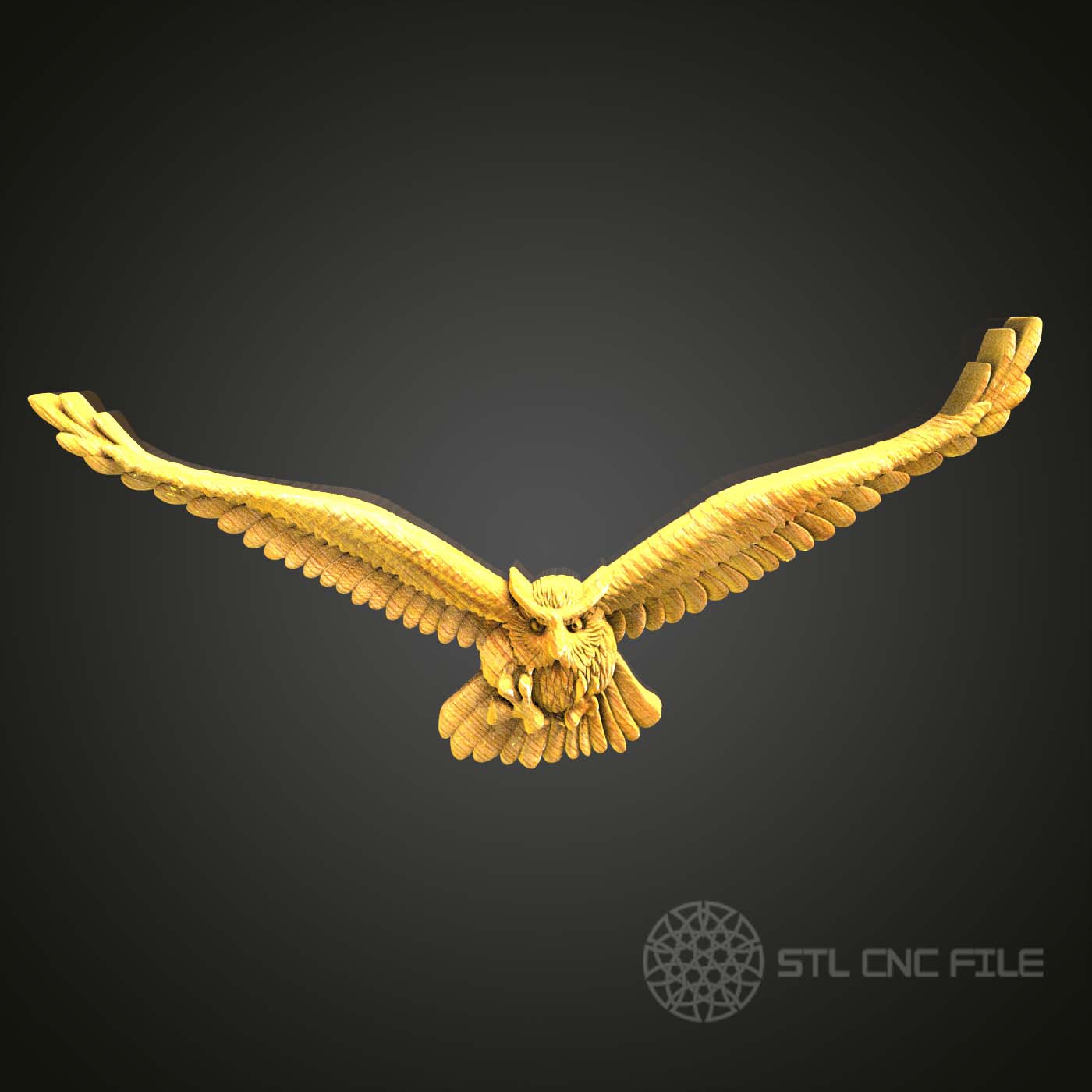 Majestic Owl Spread Wings STL Model, CNC Wood Carving File, Artcam Aspire Art, Wall Decor Engraving