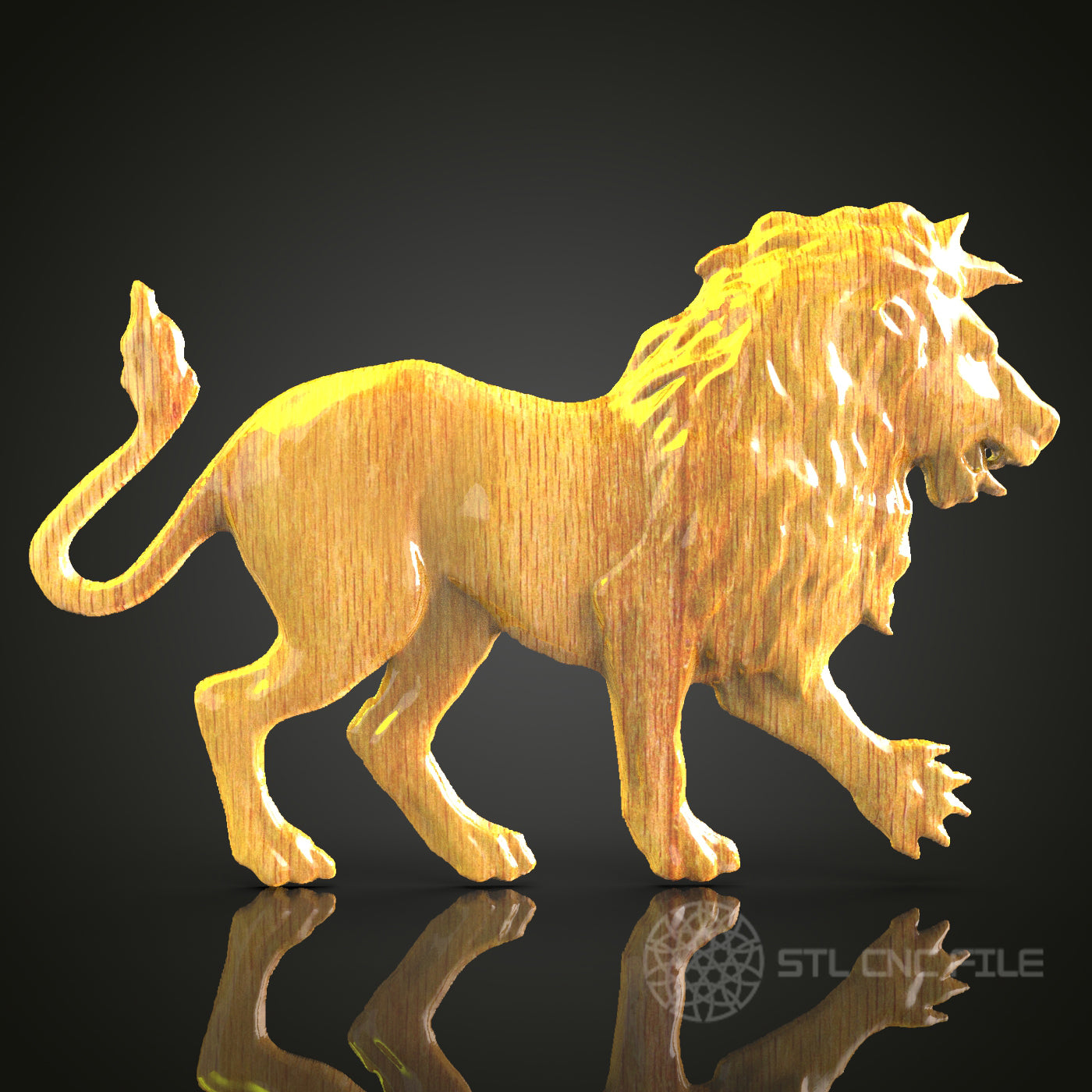 Prowling Lion STL Model for CNC Routers, Artcam Aspire Wood Art, King of the Jungle Wall Decor, Majestic Animal CNC File