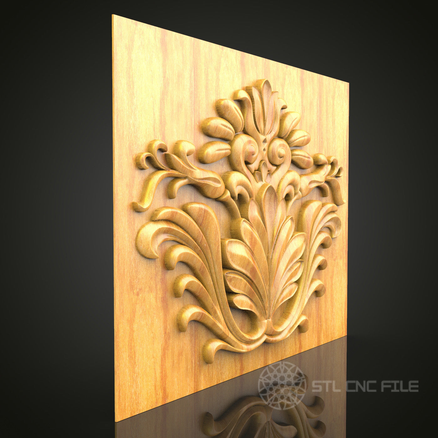 Symmetrical Floral Crest STL Model for CNC Routers – Classic Wall Decor Art