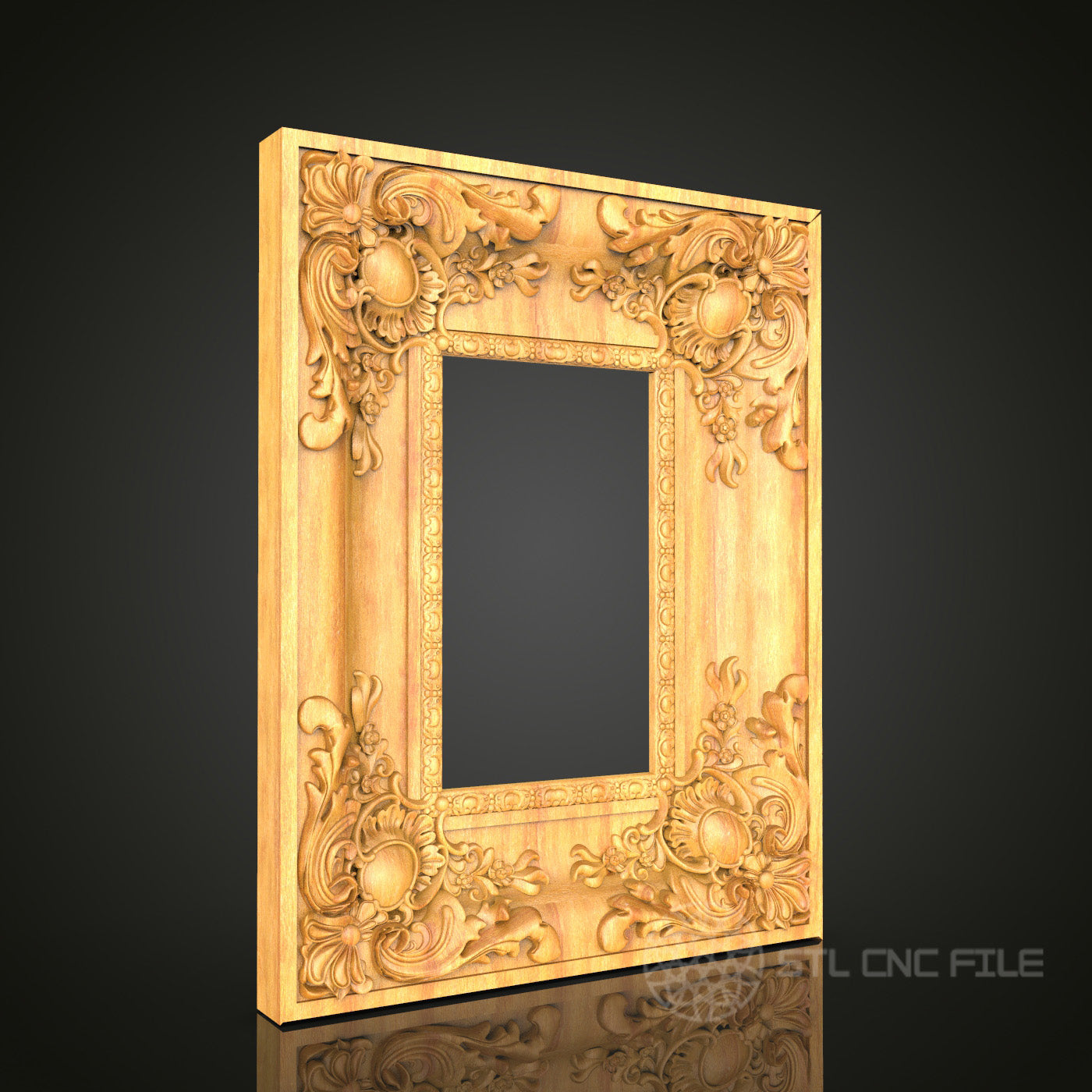 Luxurious Baroque Style Frame STL Model - CNC Router Files for Artcam, Aspire - Opulent Wood Art, Wall Decor CNC Engraving