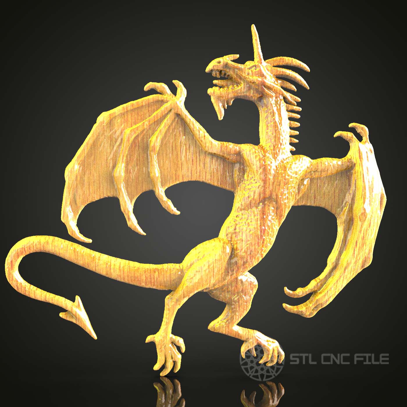 Majestic Dragon STL Model for CNC Router, Artcam Aspire Wood Art