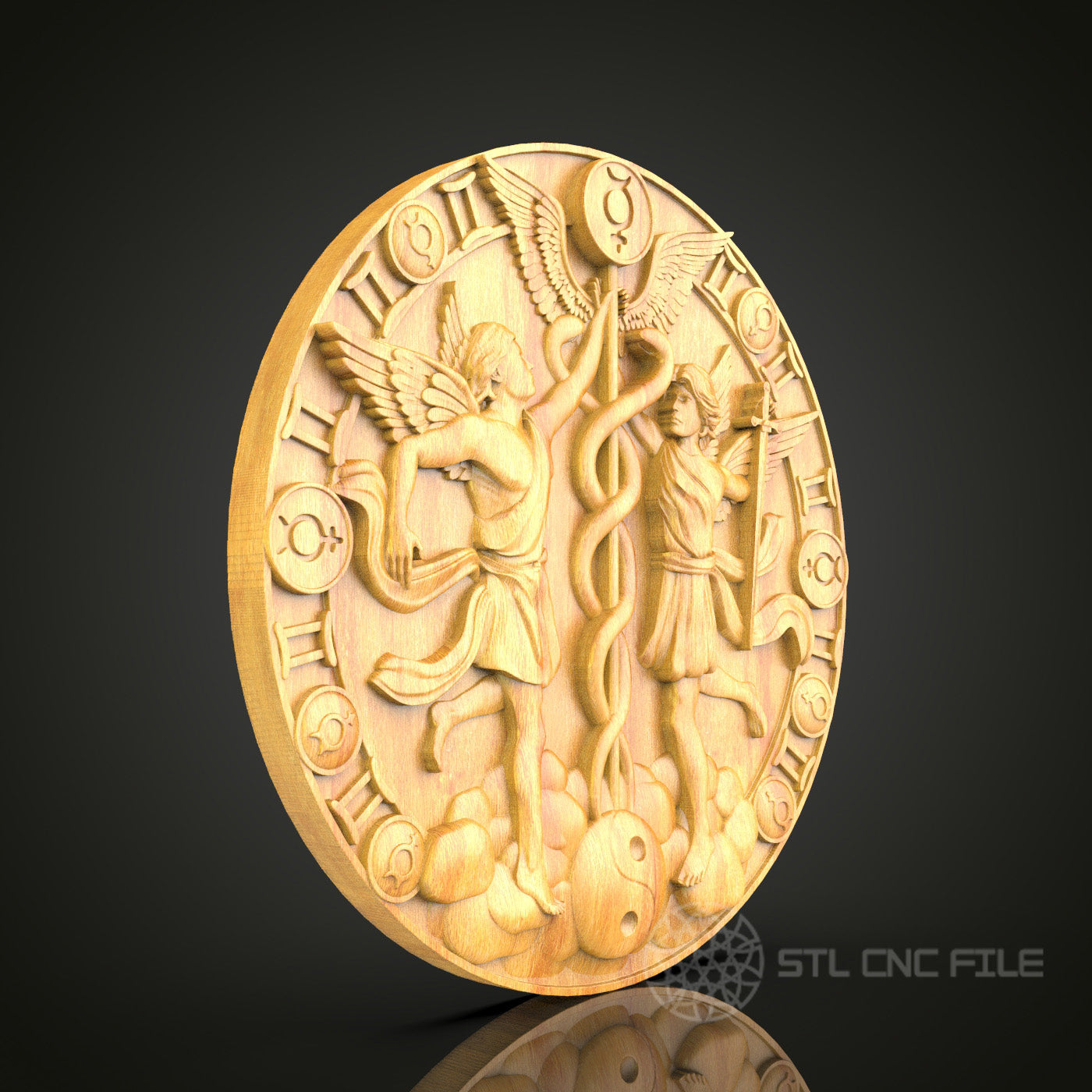 Celestial Caduceus Wall Art - Detailed CNC Router STL Model for Artcam & Aspire