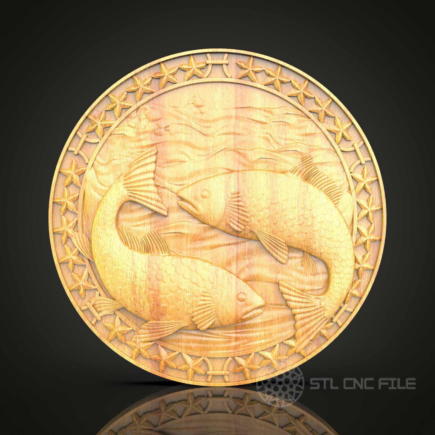 Pisces Zodiac Wood Carving - CNC Engraved Wall Art, Fish Symbol Decor, Unique Astrological Gift