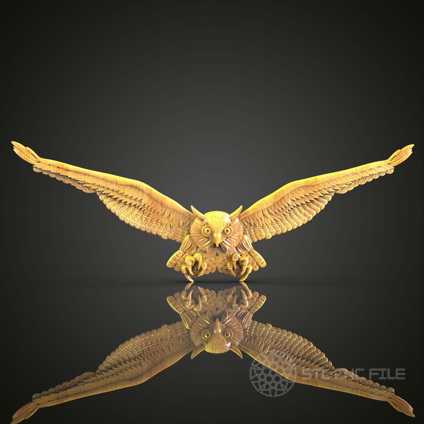 Grand Eagle Owl STL Model, CNC Wood Carving File, ArtcamAspire, Majestic Wall Art Decor