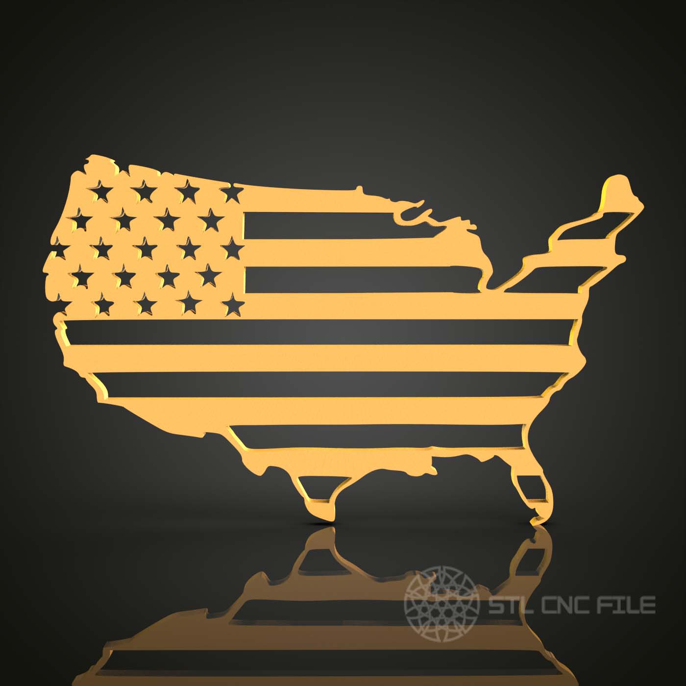 STL Model CNC Router Engraver Artcam Aspire File for Wood Art Wall Decor - USA Flag Map