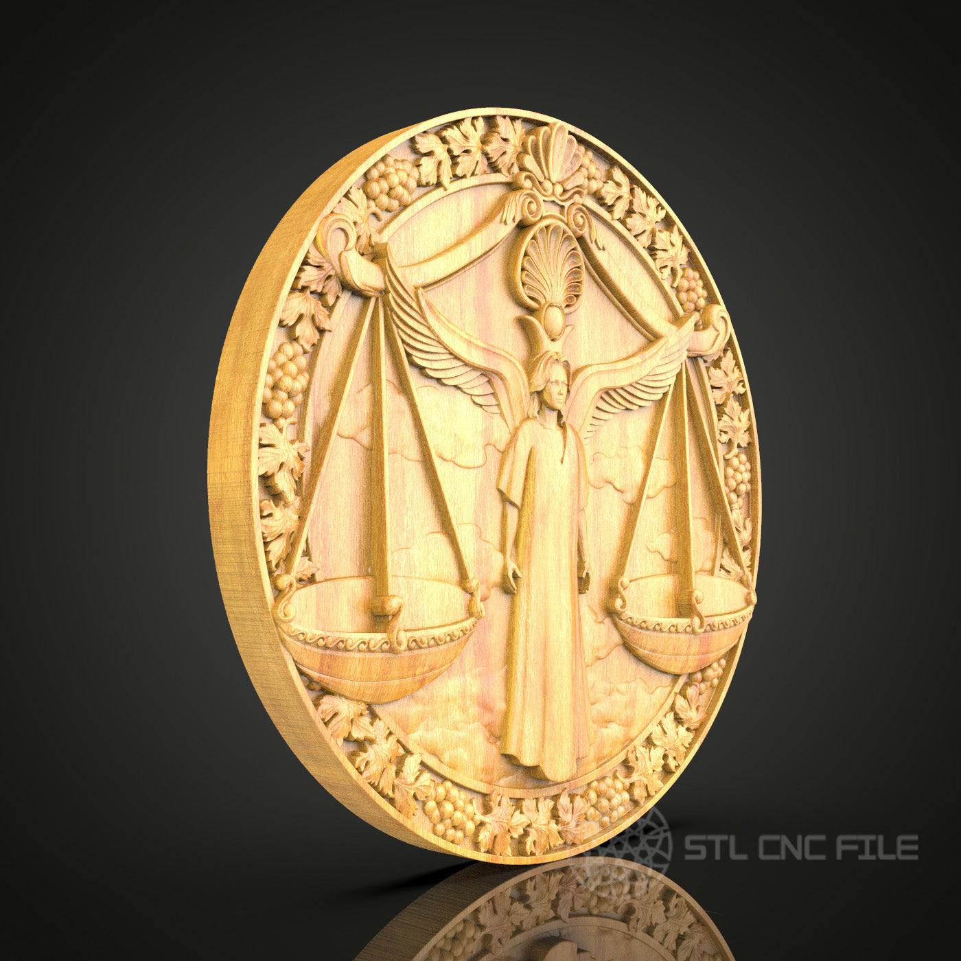 Justice Scale Wall Art - Intricate CNC Router STL Model for Artcam & Aspire