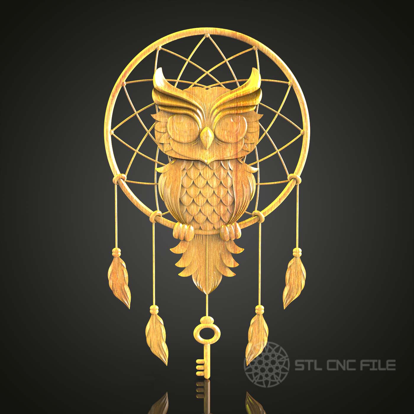 Dreamcatcher Owl CNC STL Model, Wood Engraving Artcam & Aspire, Decorative Wall Art, Digital CNC Files
