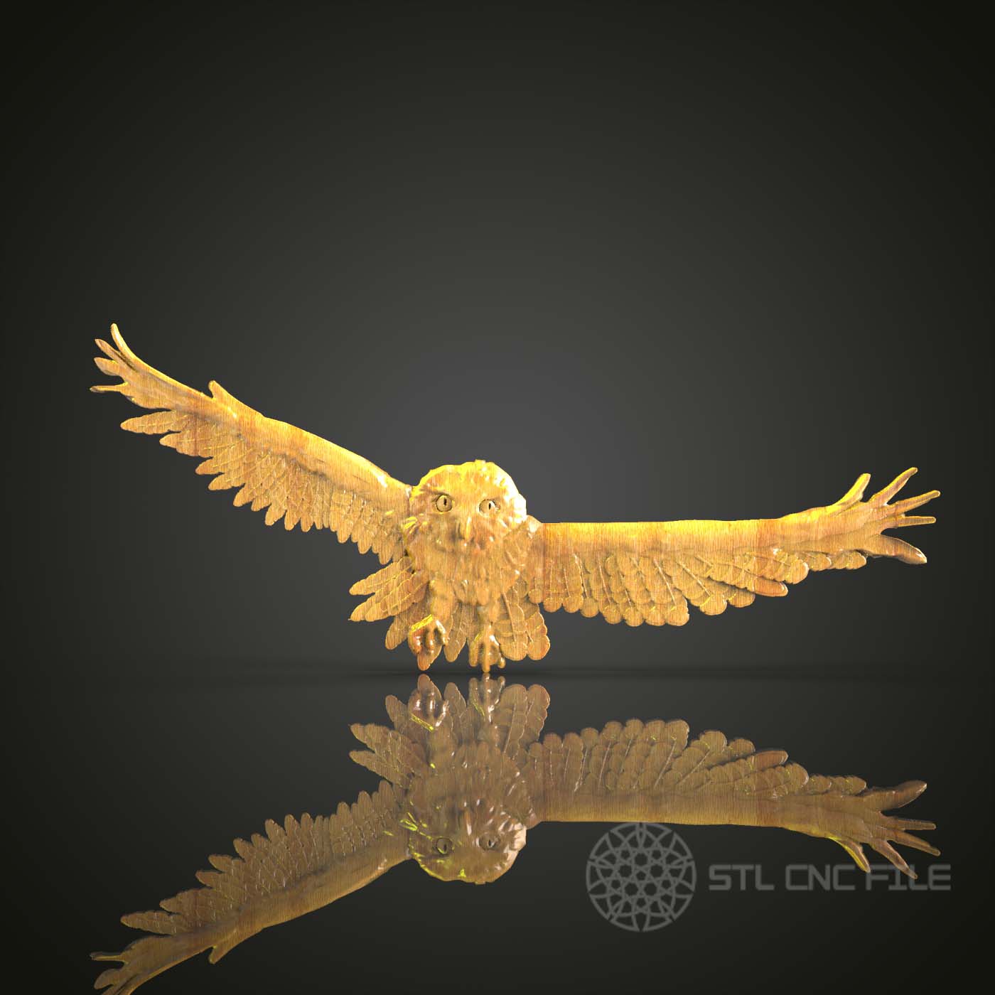 Dynamic Soaring Owl STL for CNC, Artcam & Aspire, Detailed Wood Art, Expansive Wall Decor Design