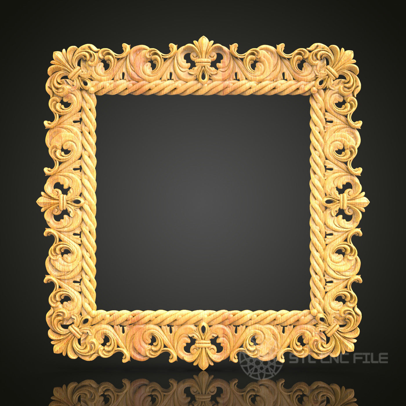 Golden Nautical Rope Frame STL Model - CNC Router Files for Artcam, Aspire - Maritime Theme Wood Art, Wall Decor CNC Engraving