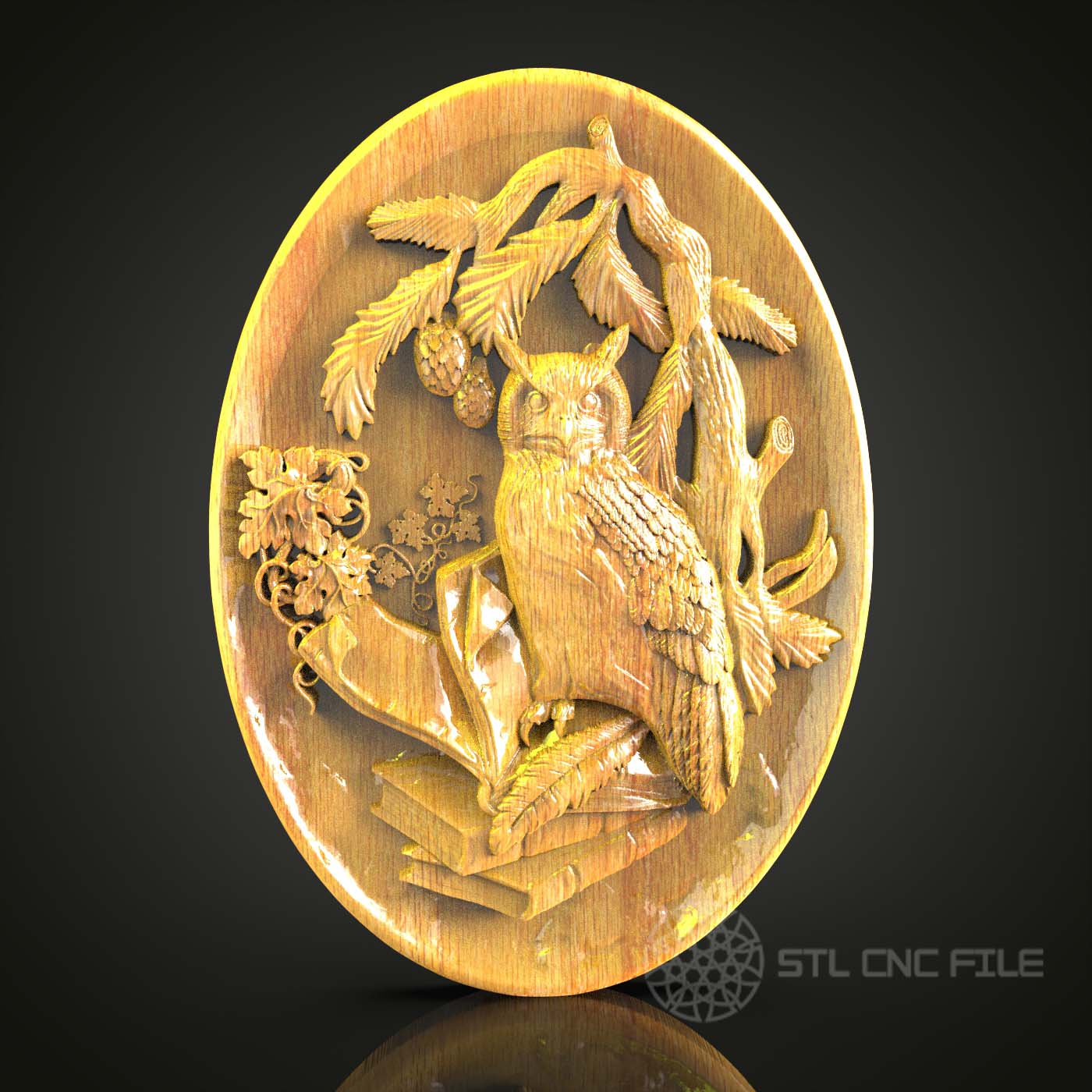 Owl in Nature CNC STL Model, Artcam Aspire Engrave Files, Wood Art, Elegant Wall Decor, Digital File