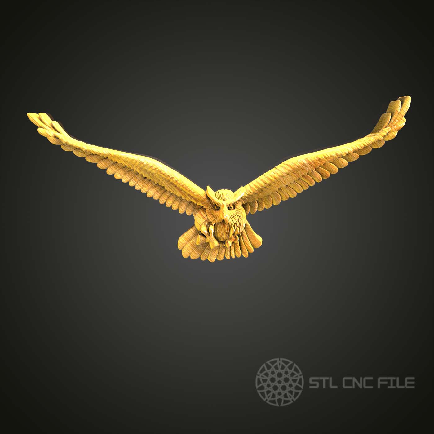 Majestic Owl Spread Wings STL Model, CNC Wood Carving File, Artcam Aspire Art, Wall Decor Engraving