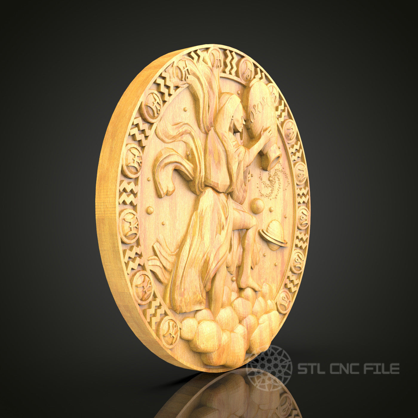 Capricorn Zodiac Wall Art - CNC Router STL Model for Artcam & Aspire, Astrology Decor