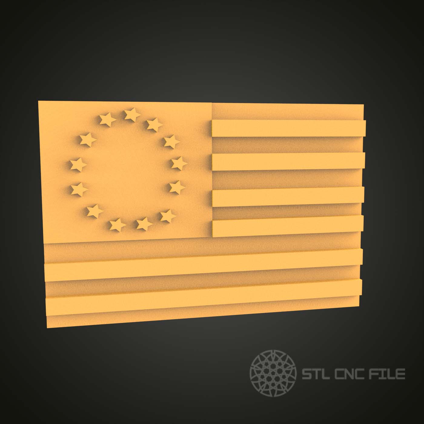 Vintage 3D American Flag - STL Model for CNC Router Engraver, Artcam, Aspire, CNC Files, Wood Art Wall Decor