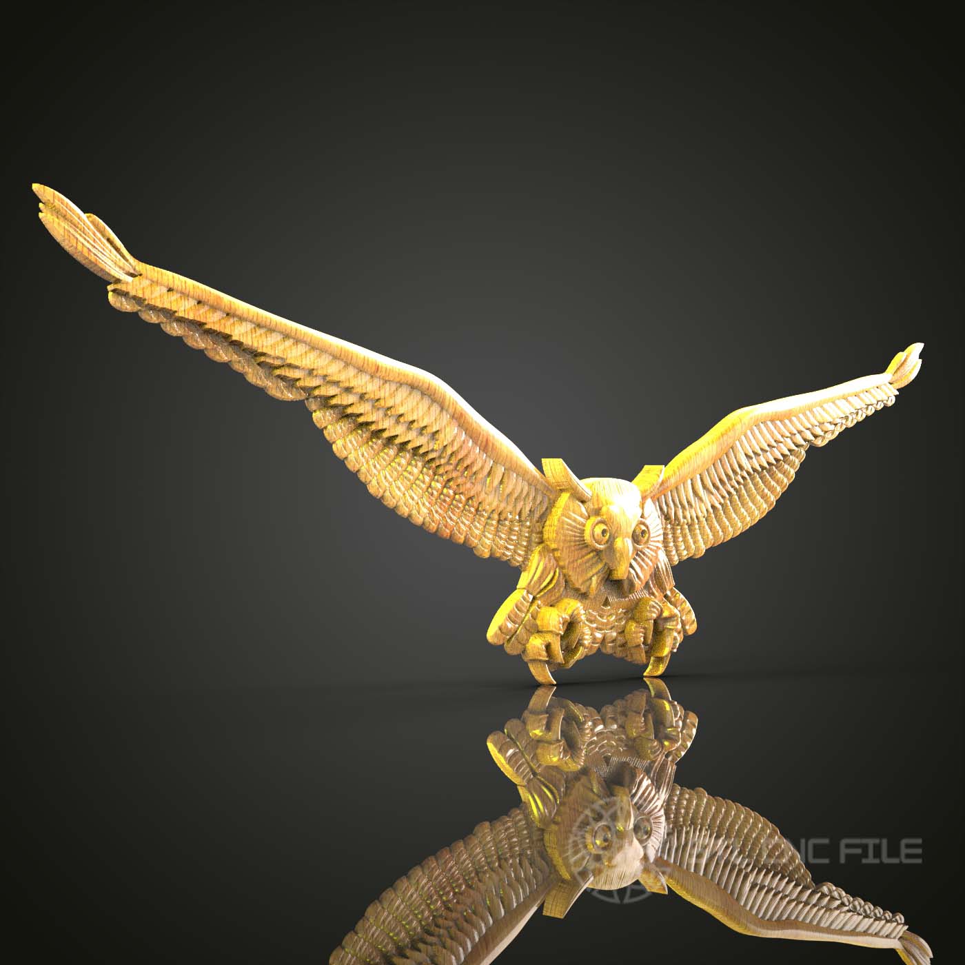 Grand Eagle Owl STL Model, CNC Wood Carving File, ArtcamAspire, Majestic Wall Art Decor