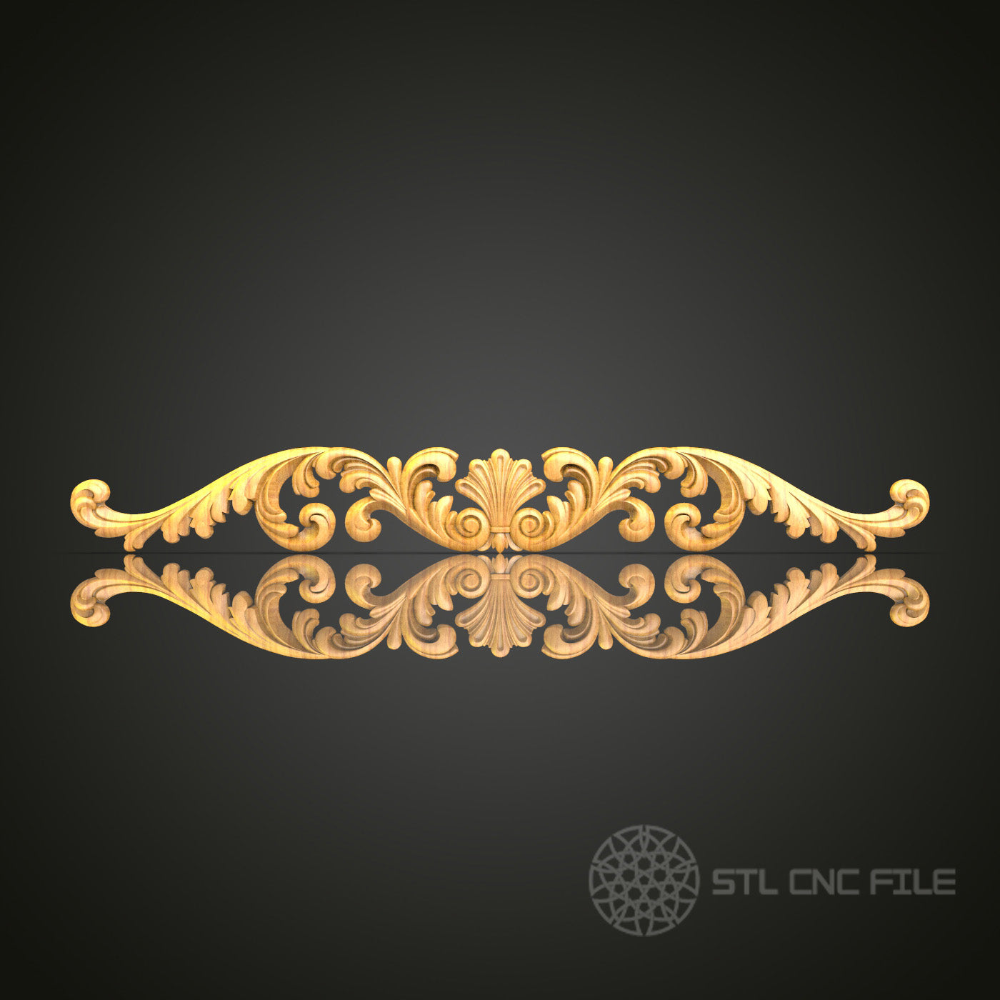 Opulent Golden Scrollwork CNC Router Engraver STL Model – Perfect for Artcam & Aspire, Ideal for Elegant Decor