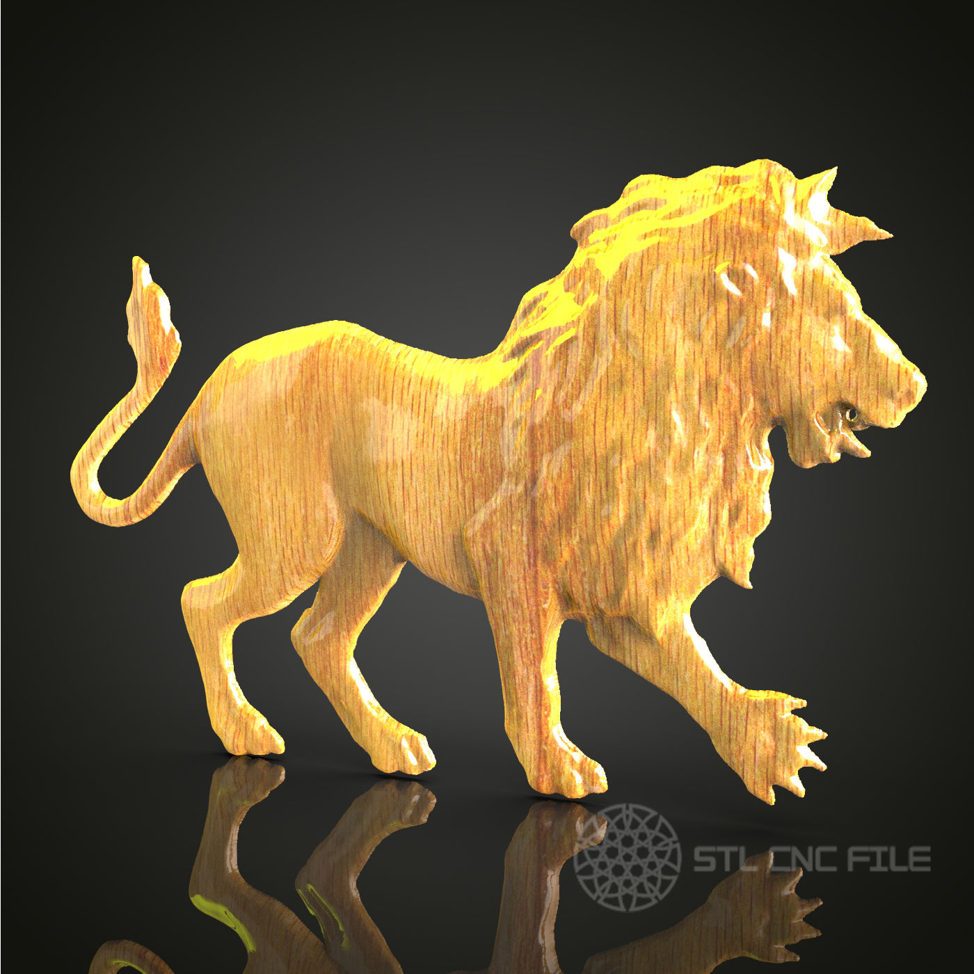 Prowling Lion STL Model for CNC Routers, Artcam Aspire Wood Art, King of the Jungle Wall Decor, Majestic Animal CNC File