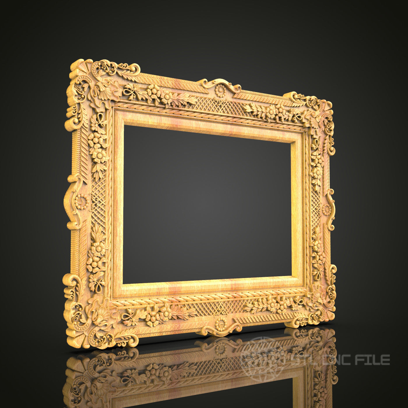 Golden Renaissance Frame STL Model - CNC Router Files for Artcam, Aspire - Classic Wood Art, Wall Decor CNC Engraving