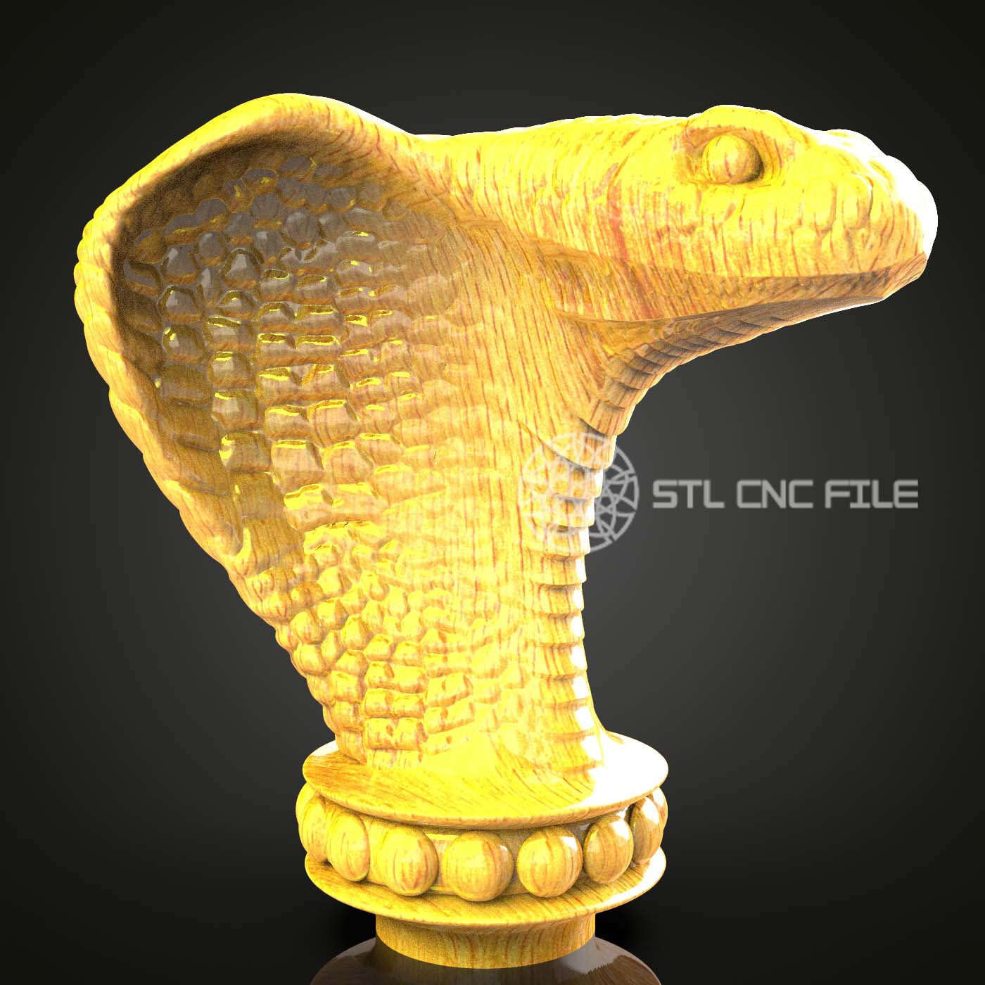 Cobra Snake STL Model for CNC Router, Artcam Aspire Engraving Files, Exotic Wood Art, Wall Decor, CNC Carving Design Download