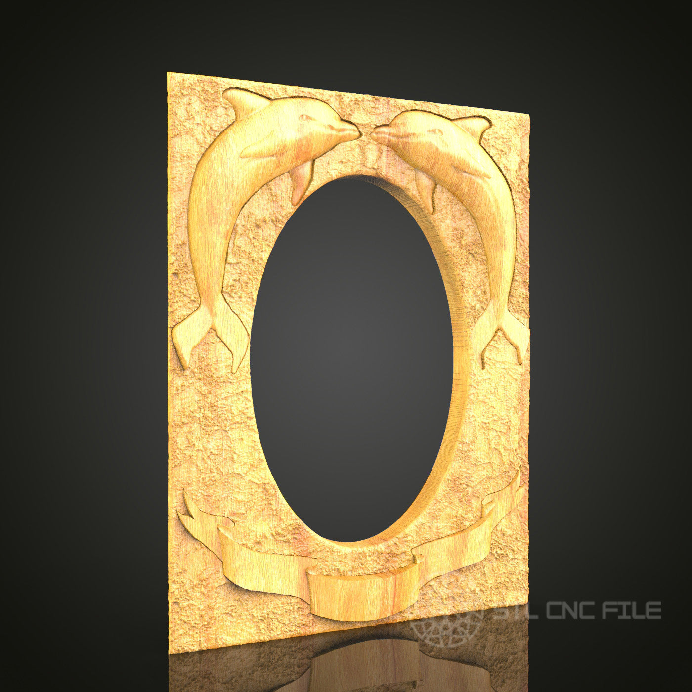 Oceanic Dolphins Frame STL Model - CNC Router Files for Artcam, Aspire - Marine Life Wood Art, Wall Decor CNC Engraving