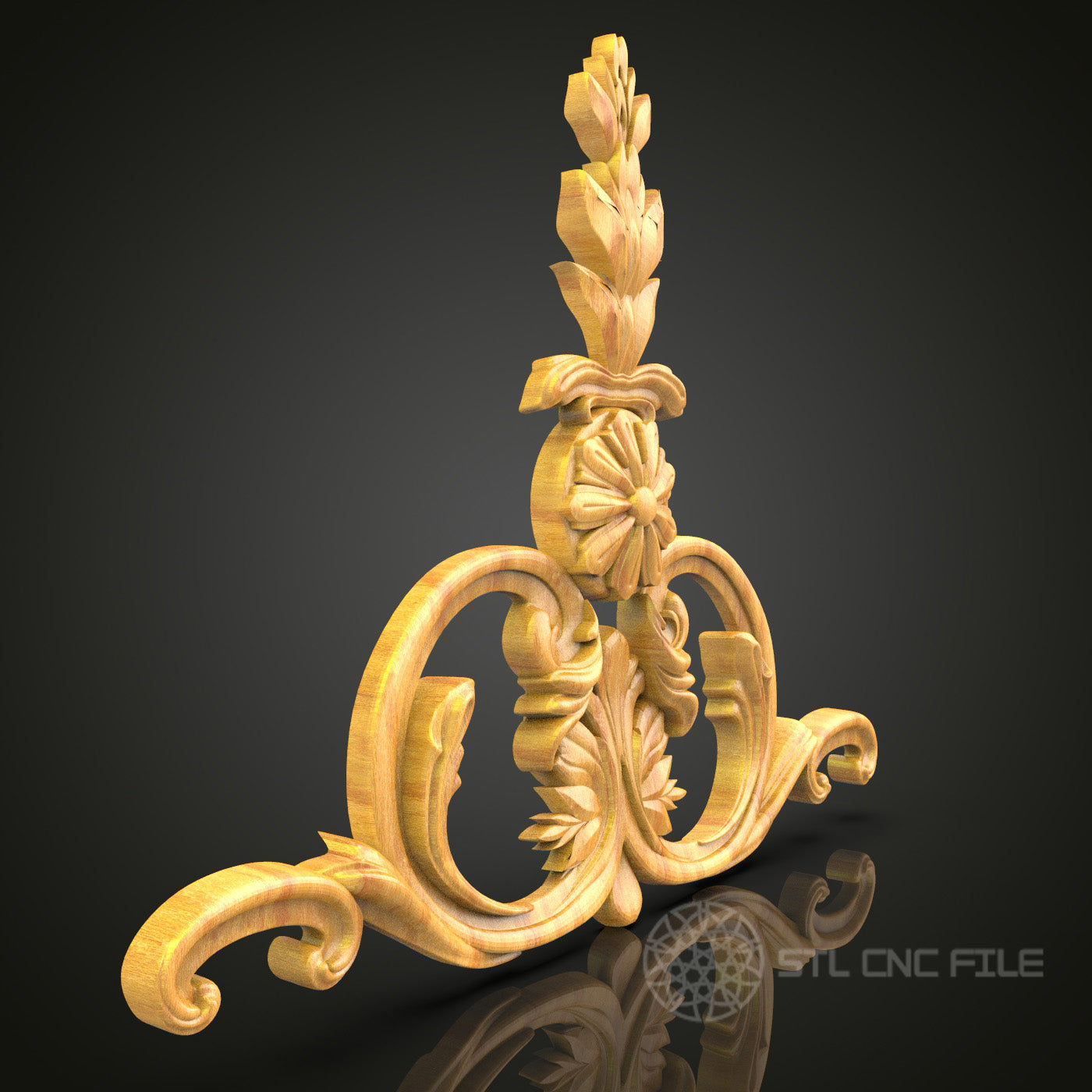 Floral Elegance STL Model for CNC Routers - Perfect for Artcam & Aspire, Sophisticated Wall Decor