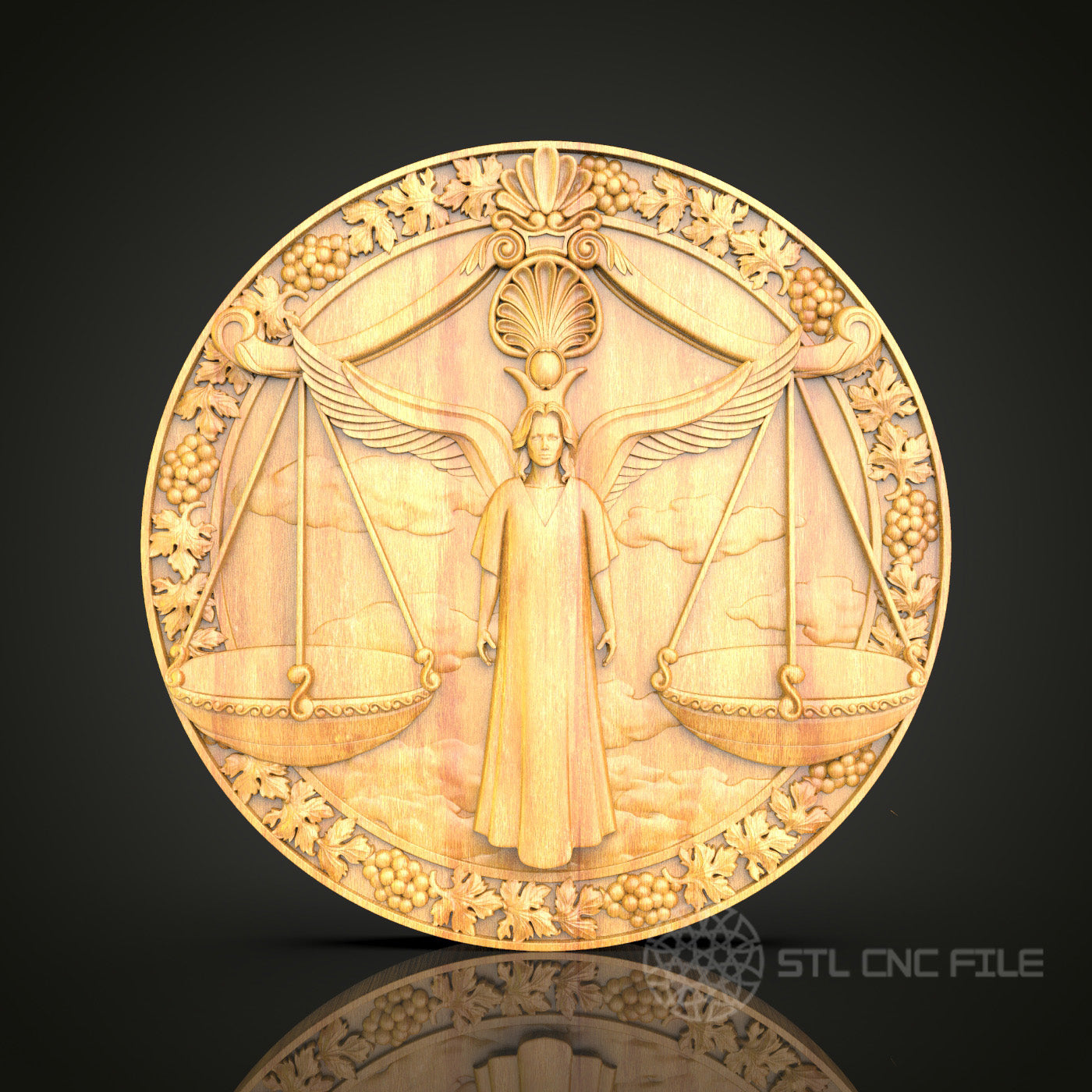 Justice Scale Wall Art - Intricate CNC Router STL Model for Artcam & Aspire