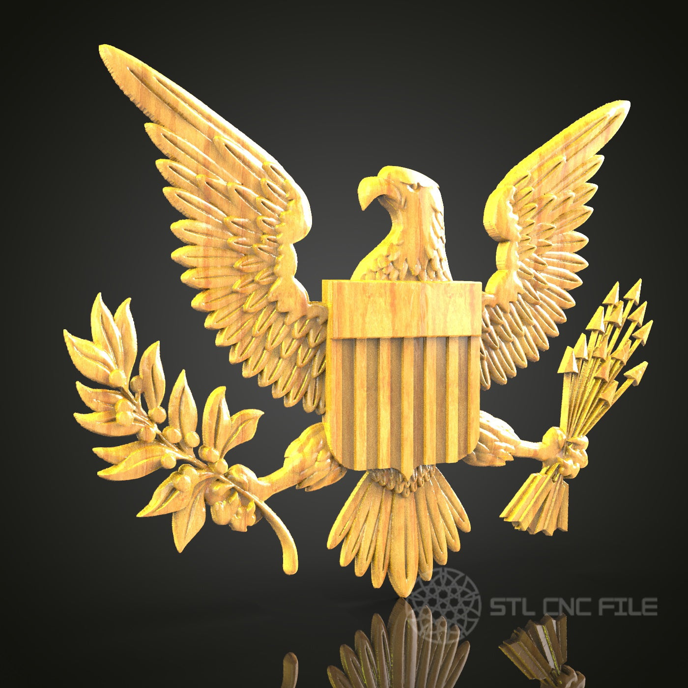 American Eagle Emblem STL Model, Patriotic CNC Carving Files, Artcam & Aspire Wood Engraving, Military Wall Decor, National Symbol Art