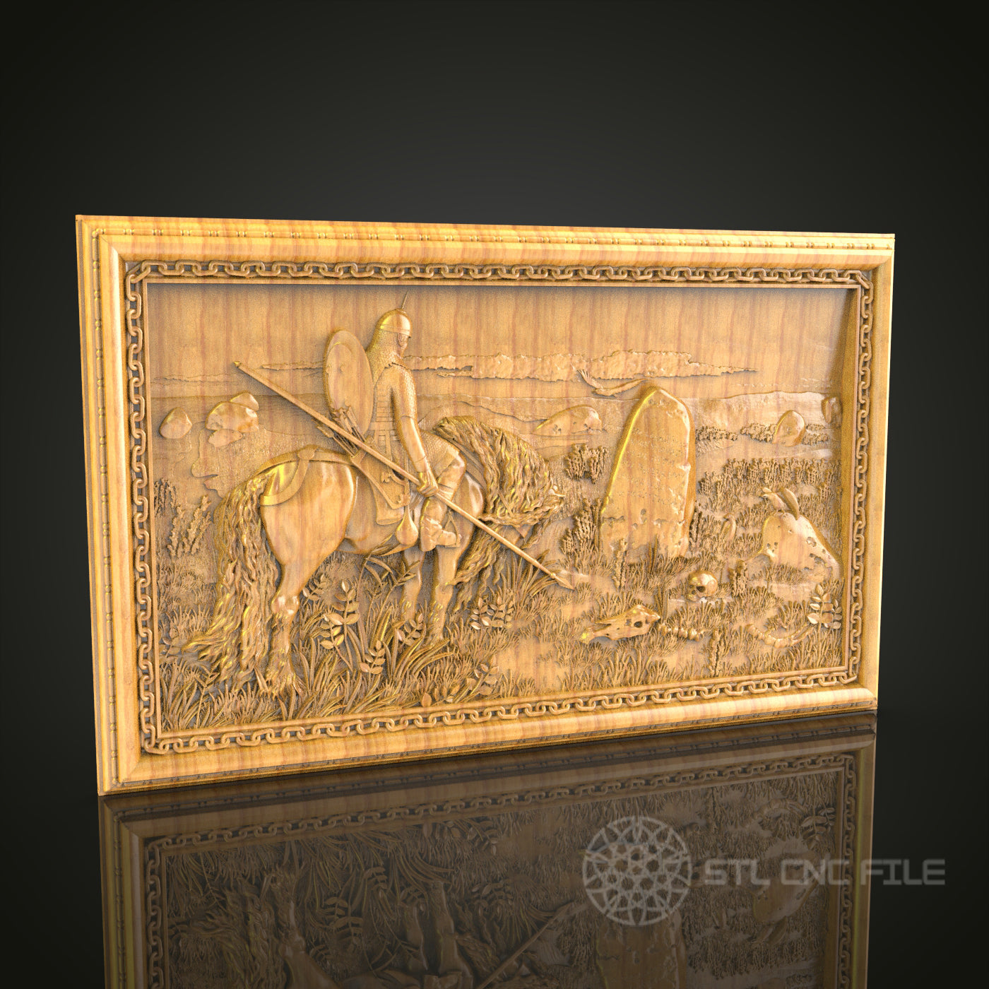 Medieval Knight Quest: CNC Carved Scene, STL Model, Historical Wall Art