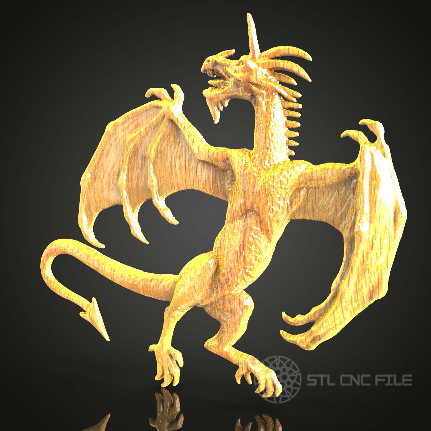 Majestic Dragon STL Model for CNC Router, Artcam Aspire Wood Art