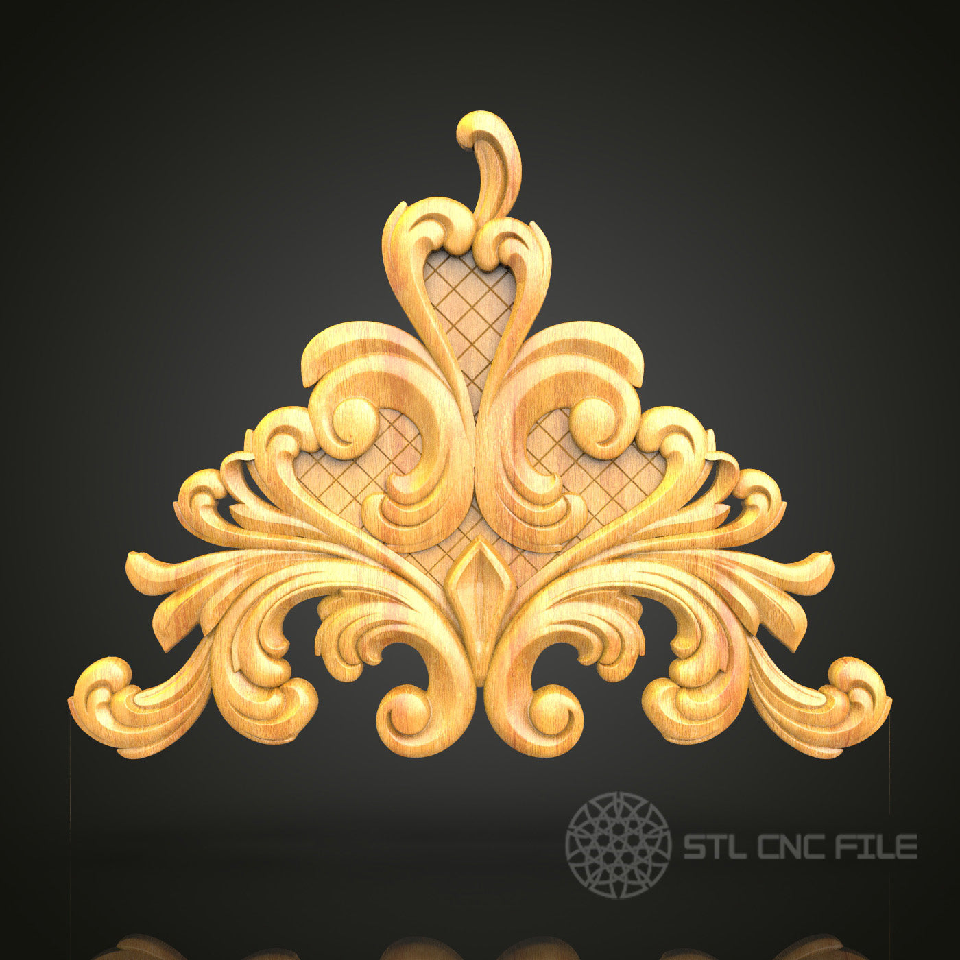 Grand Rococo Foliage Ornament STL Model, CNC Router Files for Artistic Wood Carvings