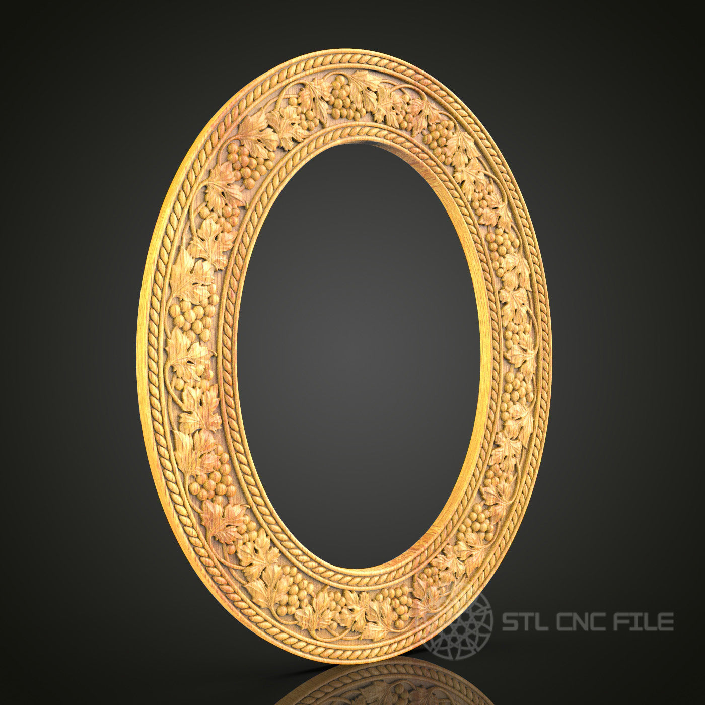 Harvest Theme Round Frame STL Model for CNC Router, Artcam, Aspire - Intricate Wheat and Grape Wall Decor, CNC Wood Carving Files