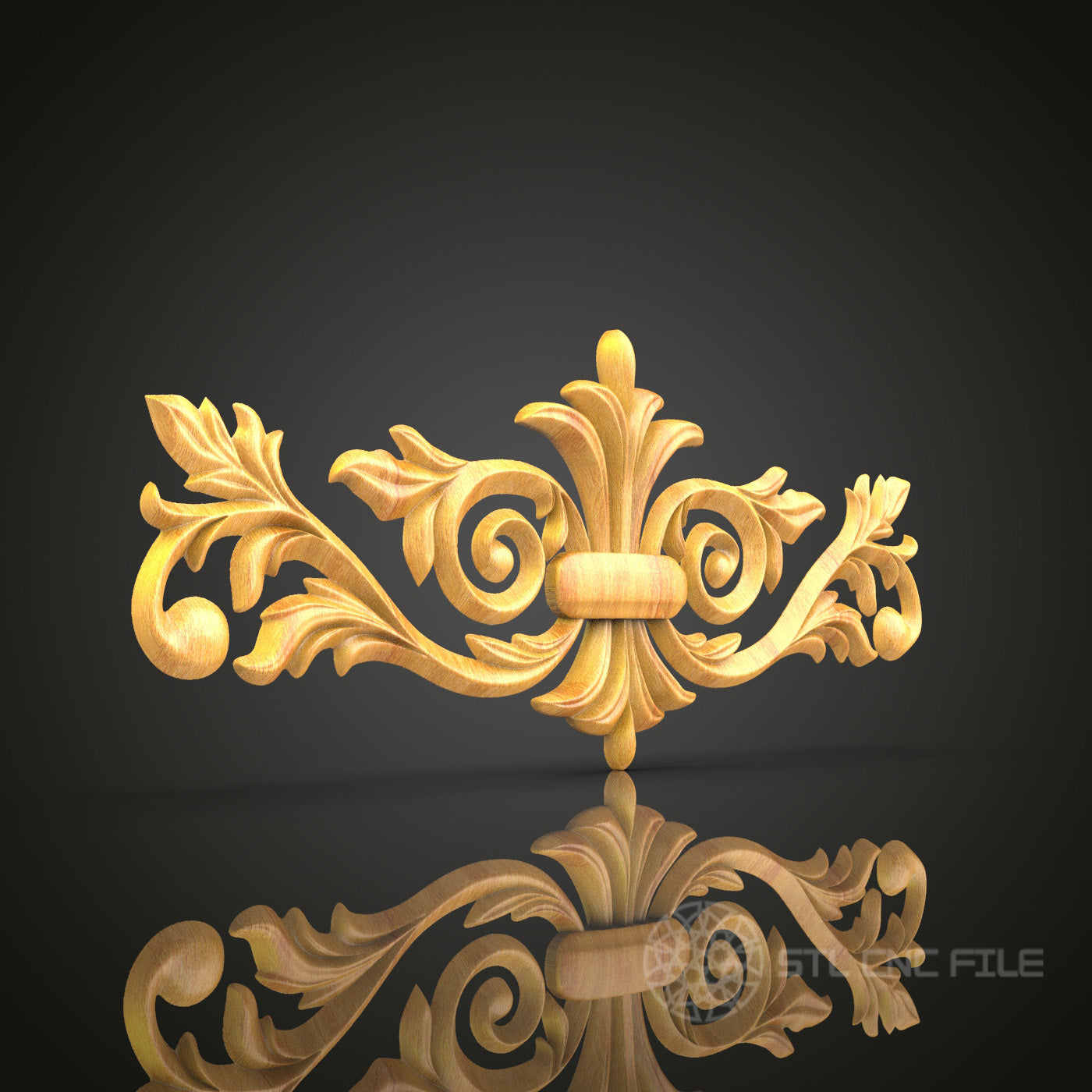 Baroque Scroll Wood Carving STL Model, CNC Router Engraving File for Artcam and Aspire