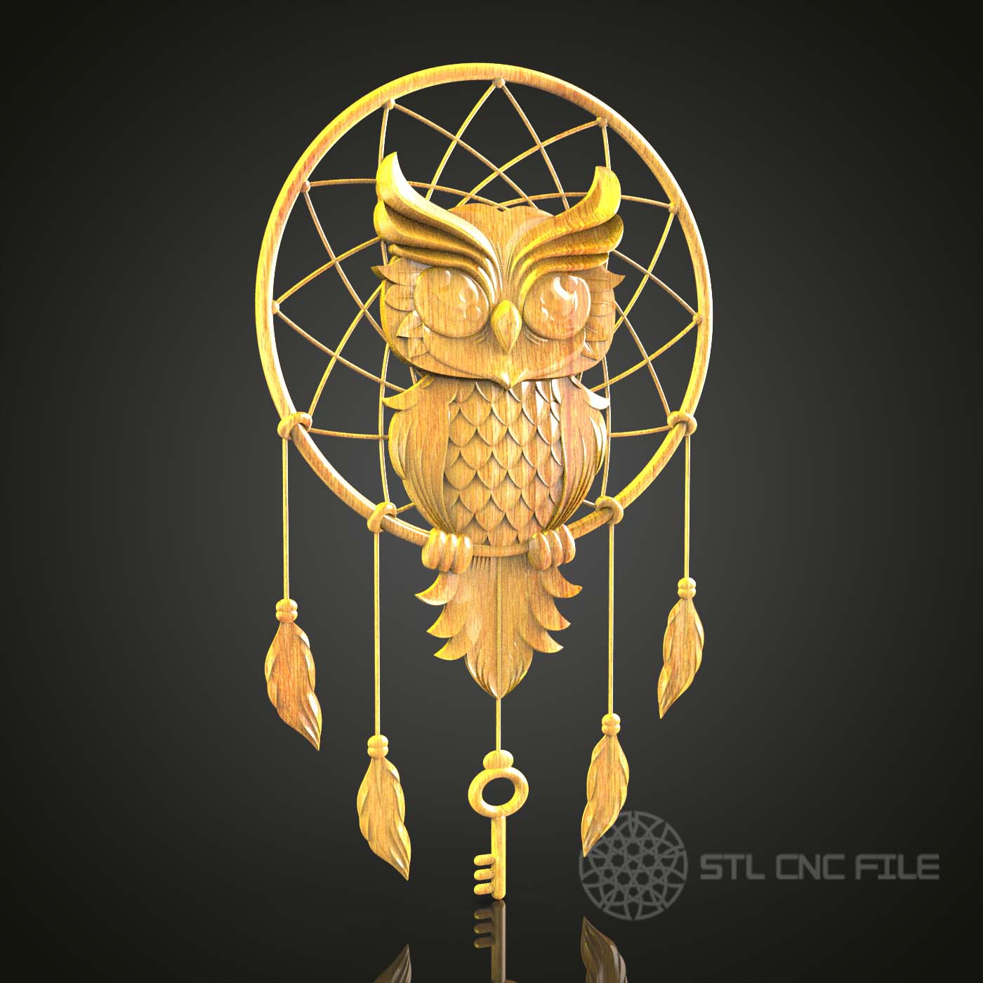 Dreamcatcher Owl CNC STL Model, Wood Engraving Artcam & Aspire, Decorative Wall Art, Digital CNC Files