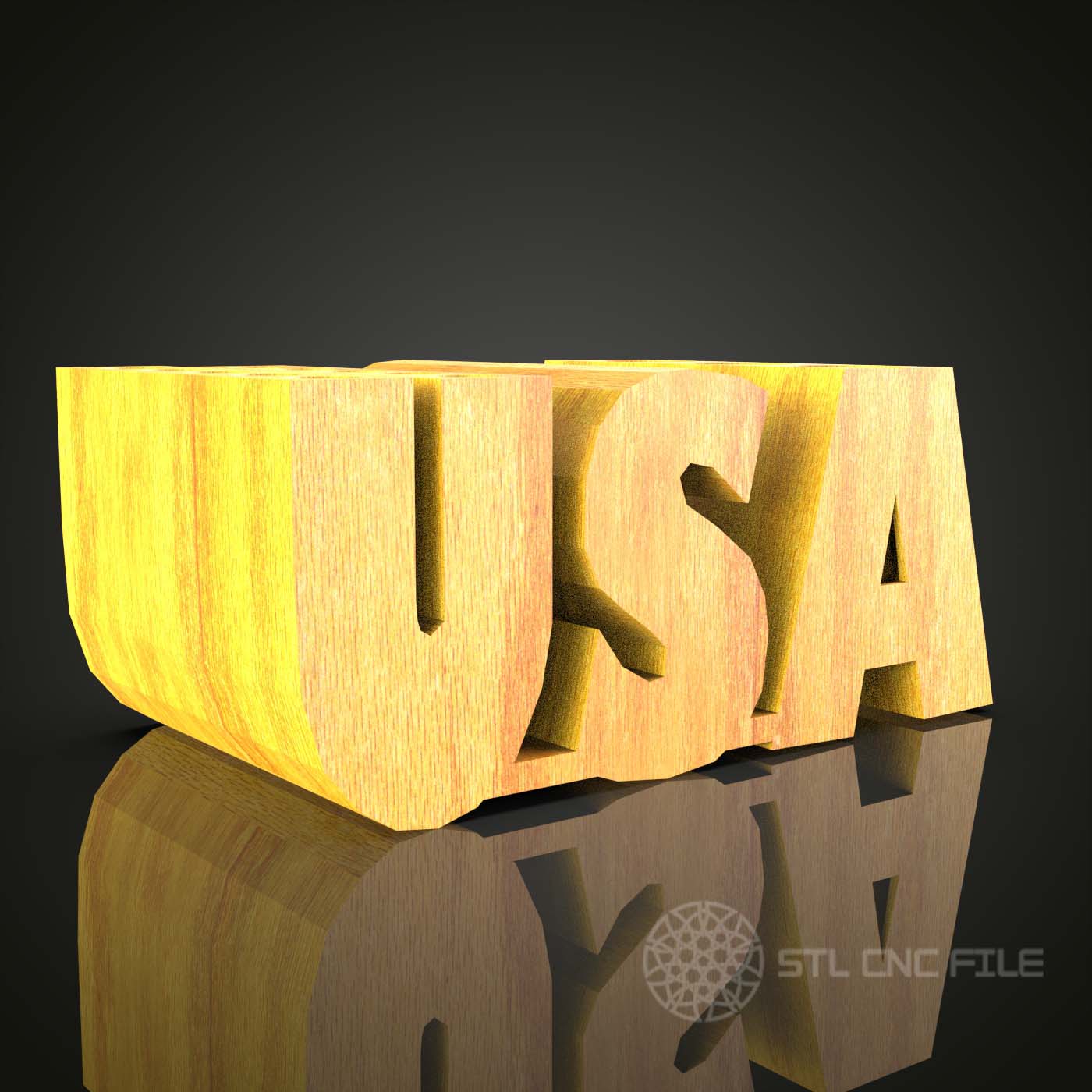 USA Block Letters 3D Model - STL for CNC Router Engraver, Artcam, Aspire, CNC Files, Wood Art Decor