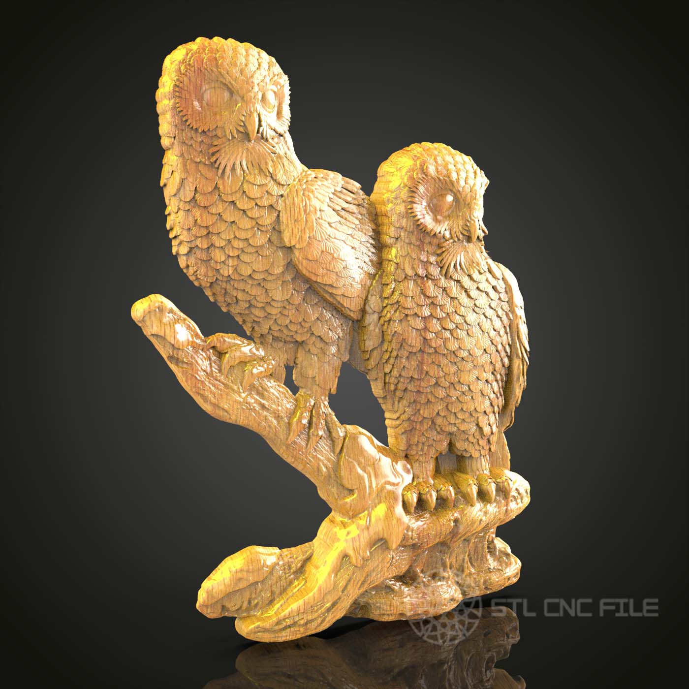 Owl Duo Sculpture STL, CNC Router Engraving, Artcam & Aspire Compatible, Wood Wall Art, Decorative CNC Files