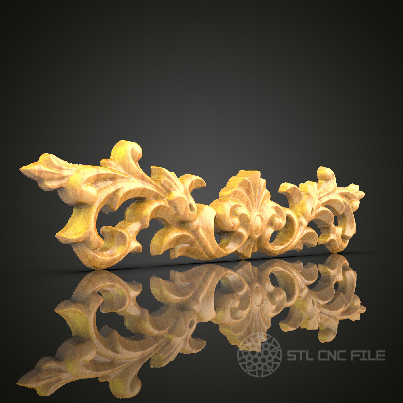 Baroque Style CNC Wood Carving STL Model – Elegant Wall Art Decoration
