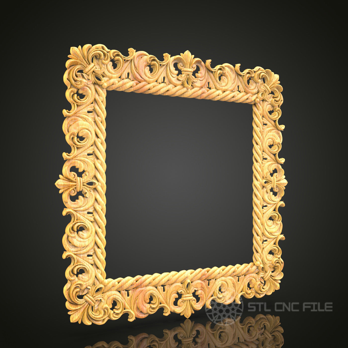 Golden Nautical Rope Frame STL Model - CNC Router Files for Artcam, Aspire - Maritime Theme Wood Art, Wall Decor CNC Engraving