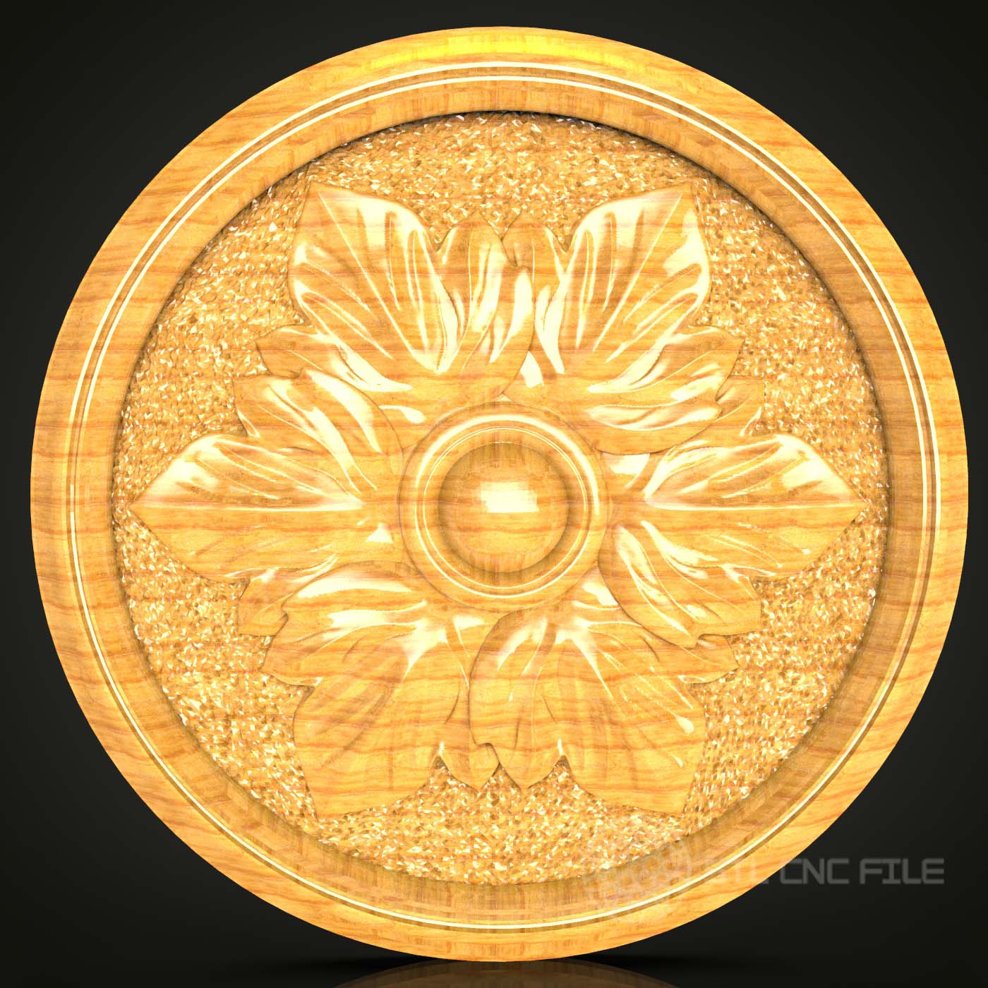 Artisanal Sunburst Wall Plaque STL for CNC, Textured Wood Carving Design, Artcam Aspire Detailed Engraving, Radiant Home Decor, Circular Wooden Art CNC Pattern