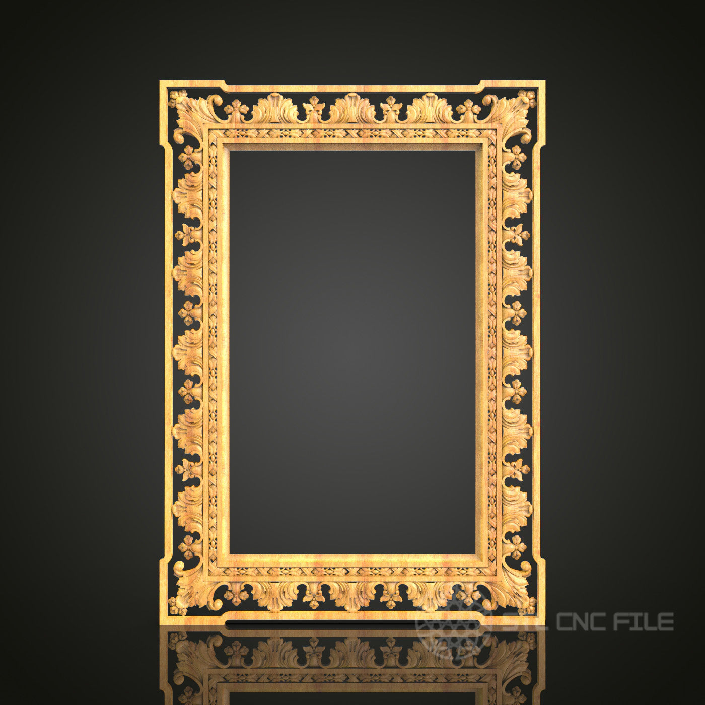 Baroque-Style Mirror Frame STL Model for CNC Router - Luxurious Wood Art Decor, Compatible with Artcam, Aspire
