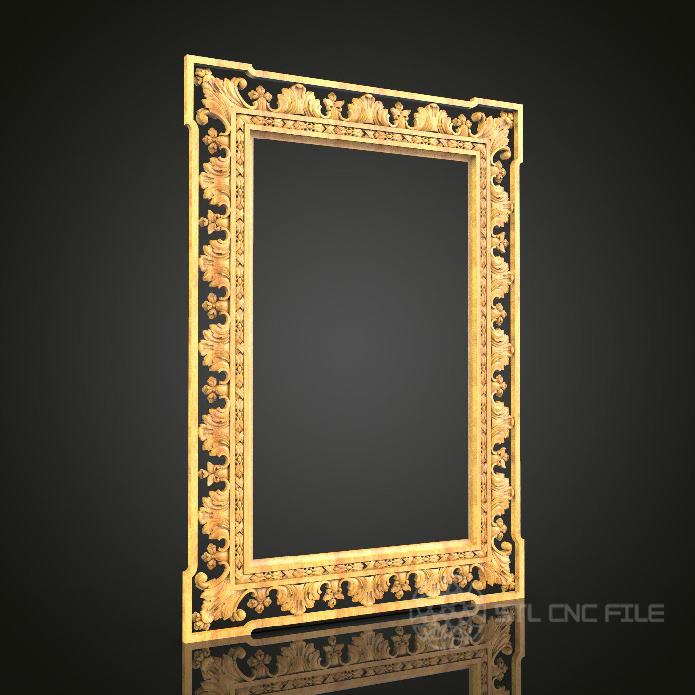 Baroque-Style Mirror Frame STL Model for CNC Router - Luxurious Wood Art Decor, Compatible with Artcam, Aspire