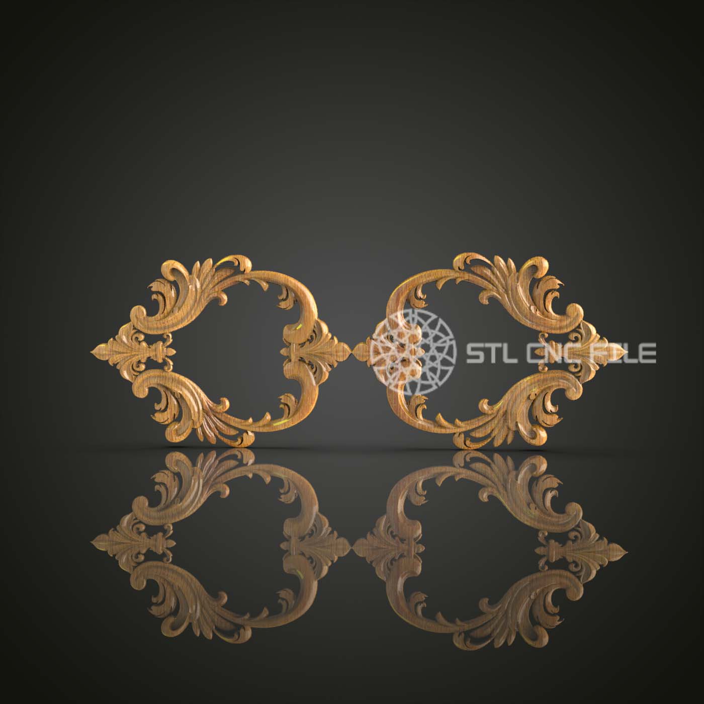 Baroque Corner Ornaments STL File for CNC, Elegant Scrollwork Artcam Aspire, Wood Carving Decor, CNC Router Engraving Art, Classical Wall Accents, Rococo Style Decor