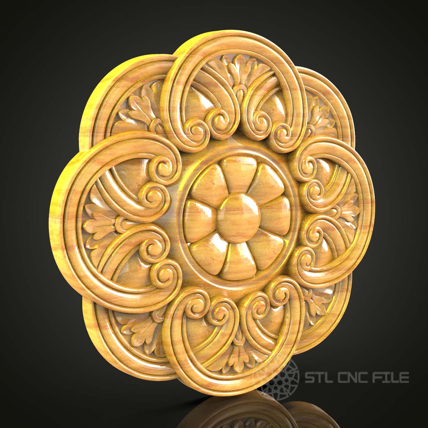 Baroque Style CNC Carved Wood Panel, STL Model for Router, Elegant Wall Decor