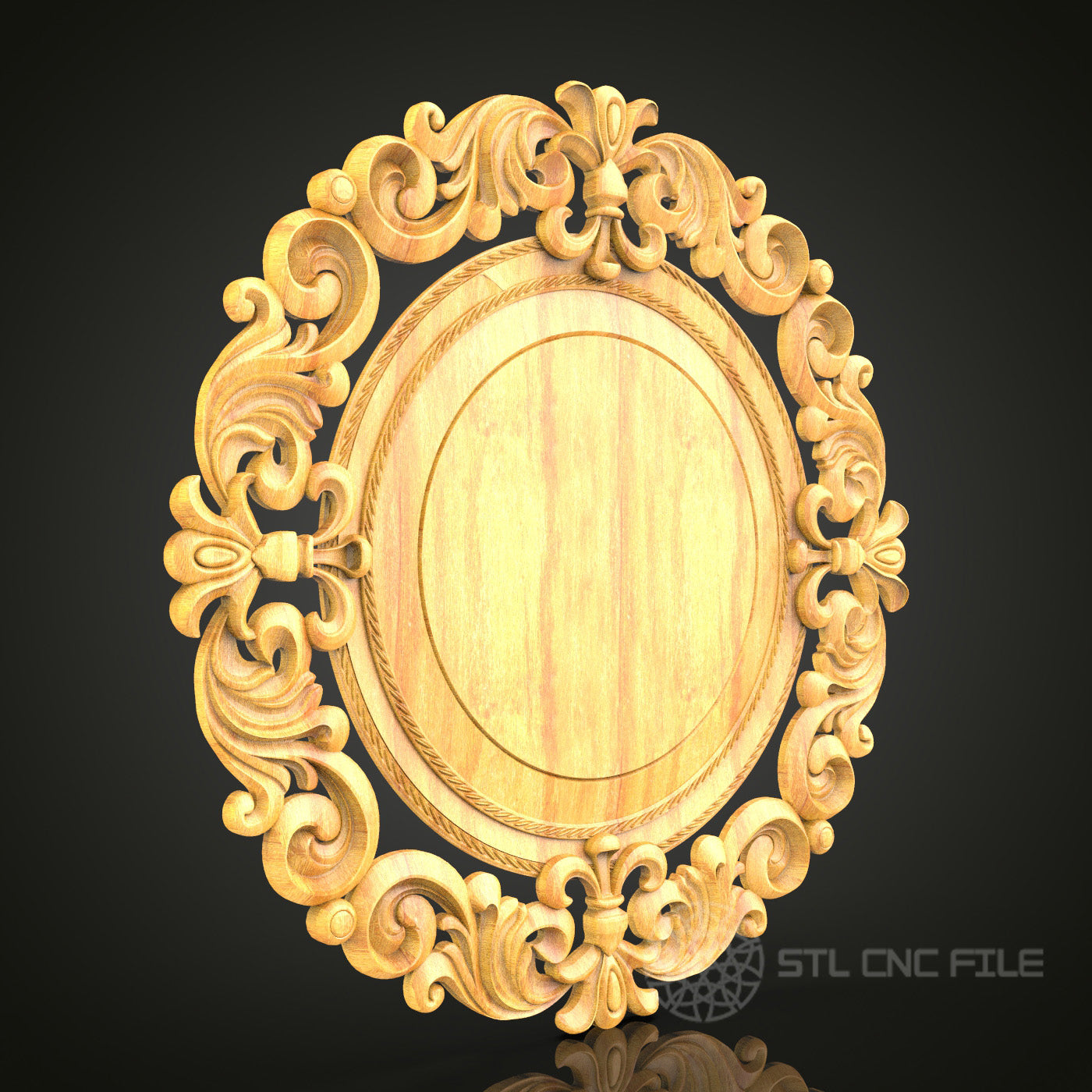 Baroque Style Ornate Round Frame STL Model for CNC Router, Artcam Aspire Files, Luxurious Wall Decor