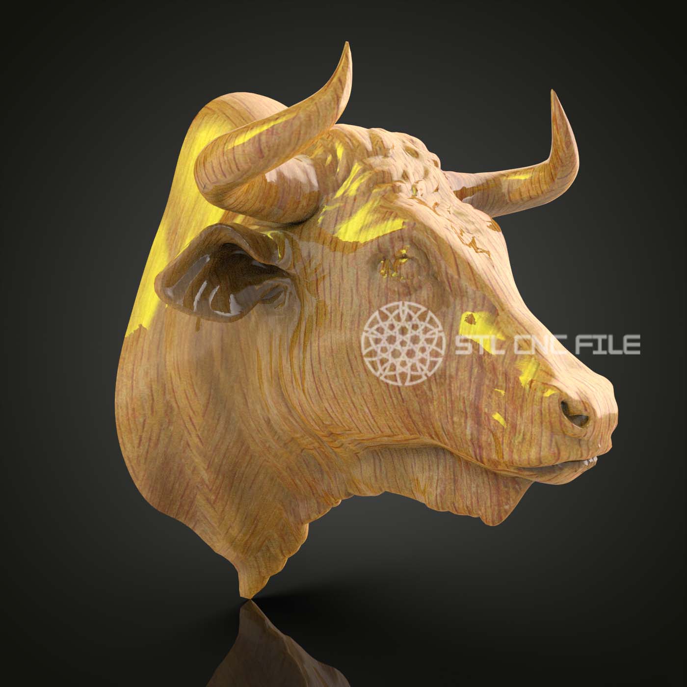 Bovine Majesty - STL Bull Model, CNC Router File, ArtcamAspire Carving, Rustic Wall Deco
