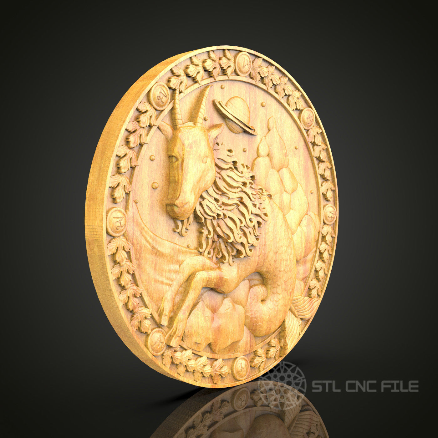 Capricorn Zodiac and Celestial STL Model for CNC Engraving