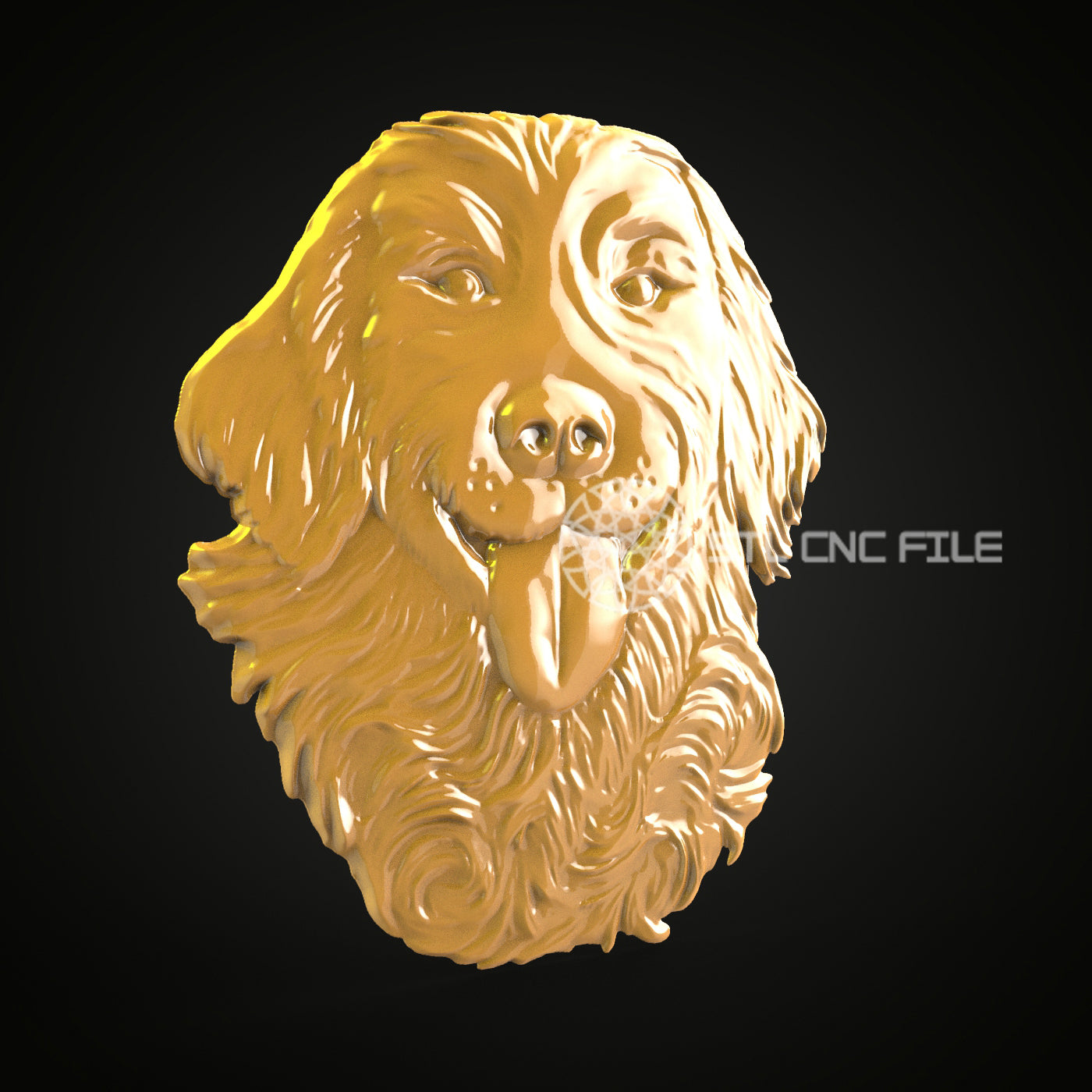 Cheerful Golden Retriever 3D STL Model, Perfect for CNC Wood Engraving, Artcam & Aspire, Ideal for Pet Lovers' Wall Art
