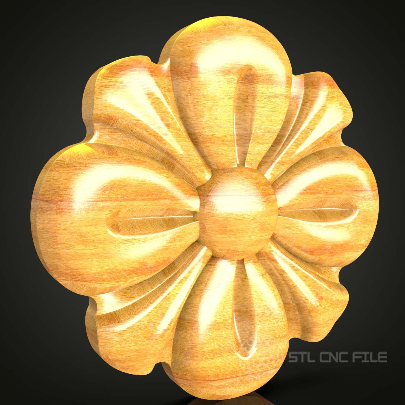 Classic Floral Rosette STL Model for CNC, Decorative Wood Carving Design, Elegant Artcam Aspire File, Sophisticated Wall Accent, CNC Router Craft